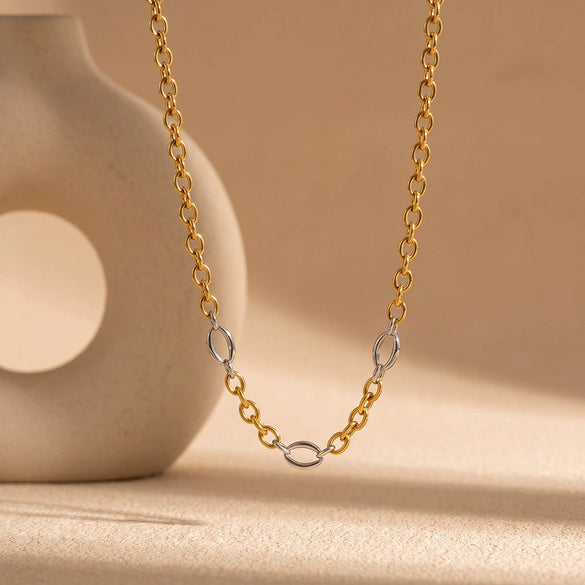 Women's Geometric Stainless Steel Necklace With Gold Vacuum Plating Simple Fashion Jewelry Accessory