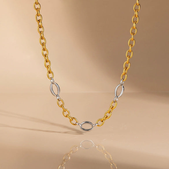 Women's Geometric Stainless Steel Necklace With Gold Vacuum Plating Simple Fashion Jewelry Accessory