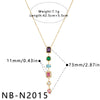 Women’s Geometric Stainless Steel Necklace With Heart Round And Square Shapes Zircon And Rhinestone Inlay Vacuum Plated Finish
