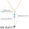Women’s Geometric Stainless Steel Necklace With Heart Round And Square Shapes Zircon And Rhinestone Inlay Vacuum Plated Finish