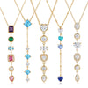 Women’s Geometric Stainless Steel Necklace With Heart Round And Square Shapes Zircon And Rhinestone Inlay Vacuum Plated Finish