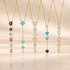 Women’s Geometric Stainless Steel Necklace With Heart Round And Square Shapes Zircon And Rhinestone Inlay Vacuum Plated Finish