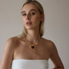 Women's Geometric Stainless Steel Necklace With Large Zircon Pendant Plated Eggshaped Choker Jewelry
