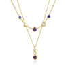 Women's Geometric Stainless Steel Necklace With Natural Lapis Lazuli Pendant Pvd Gold Plated Collarbone Chain With Lobster Clasp