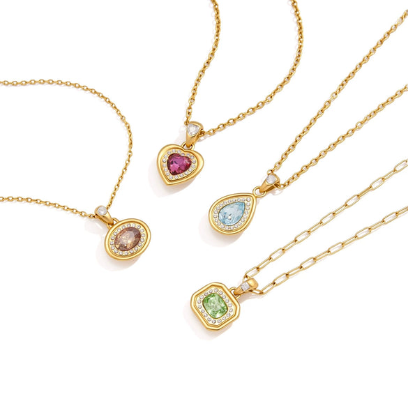 Women's Geometric Stainless Steel Necklace With Pvd Gold Plated Finish And Lobster Clasp