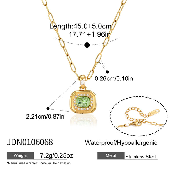 Women's Geometric Stainless Steel Necklace With Pvd Gold Plated Finish And Lobster Clasp