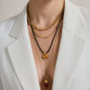 Women's Geometric Stainless Steel Necklace With Pvd Gold Plating And Lobster Clasp Stylish Regular Chain Jewelry
