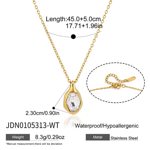 Women's Geometric Stainless Steel Necklace With Pvd Gold Plating And Lobster Clasp