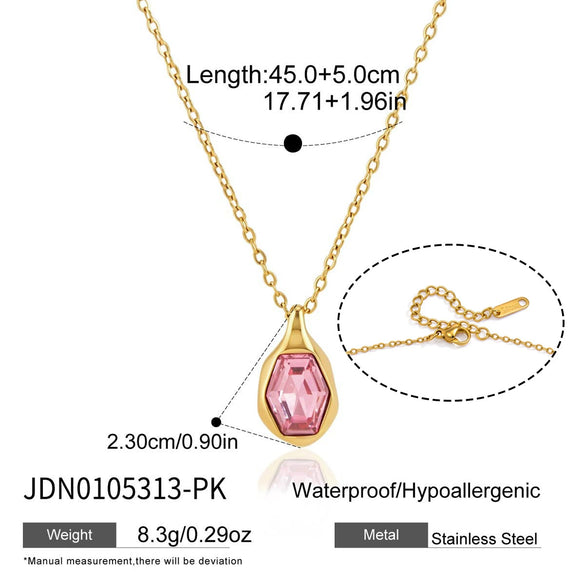 Women's Geometric Stainless Steel Necklace With Pvd Gold Plating And Lobster Clasp