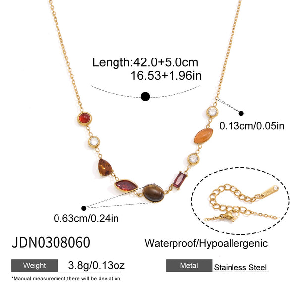 Women's Geometric Stainless Steel Necklace With Pvd Vacuum Gold Plated Finish And Lobster Clasp