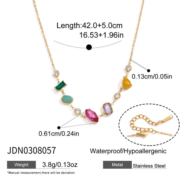 Women's Geometric Stainless Steel Necklace With Pvd Vacuum Gold Plated Finish And Lobster Clasp