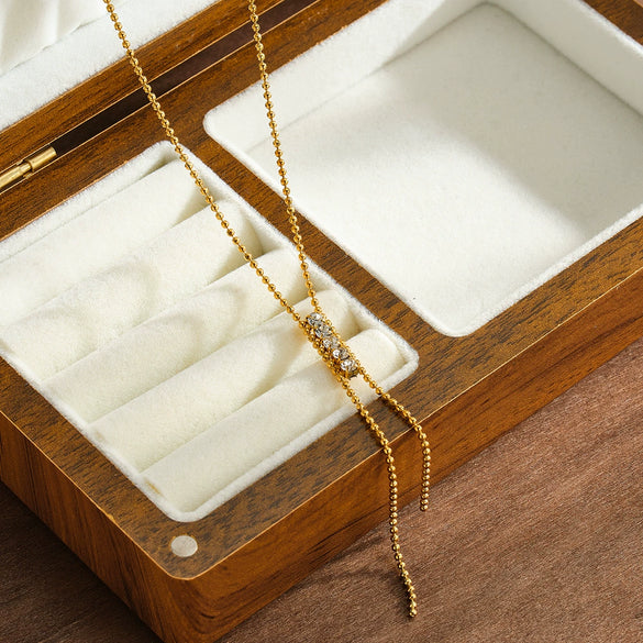 Women's Geometric Stainless Steel Necklace With Rhinestones 18K Vacuum Plated Non Fading Fashion Commuter Accessory
