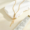 Women's Geometric Stainless Steel Necklace With Rhinestones 18K Vacuum Plated Non Fading Fashion Commuter Accessory