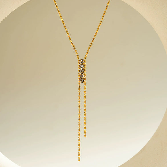 Women's Geometric Stainless Steel Necklace With Rhinestones 18K Vacuum Plated Non Fading Fashion Commuter Accessory