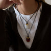 Women's Geometric Stainless Steel Necklace With Vacuum Gold Plated Chain And Lobster Clasp