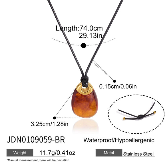 Women's Geometric Stainless Steel Necklace With Vacuum Gold Plated Chain And Lobster Clasp