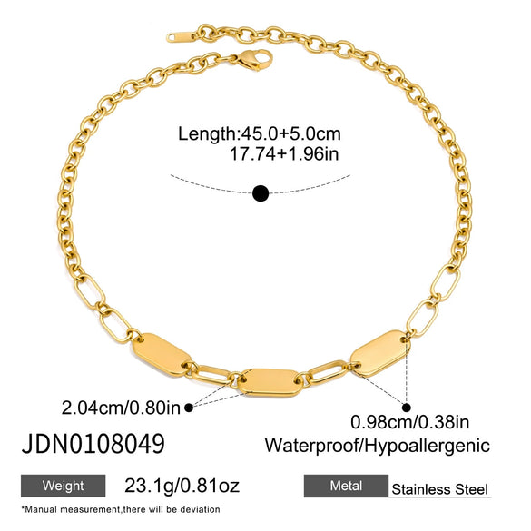 Women's Geometric Stainless Steel Necklace With Vacuum Gold Plated Finish Minimalist Luxury Chain Jewelry