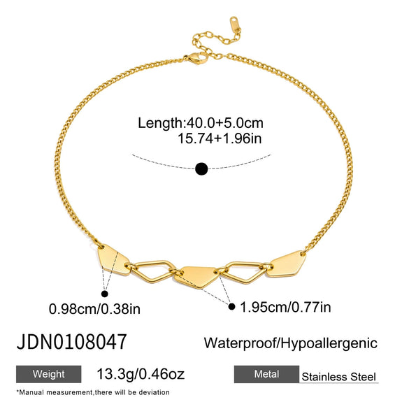 Women's Geometric Stainless Steel Necklace With Vacuum Gold Plated Finish Minimalist Luxury Chain Jewelry
