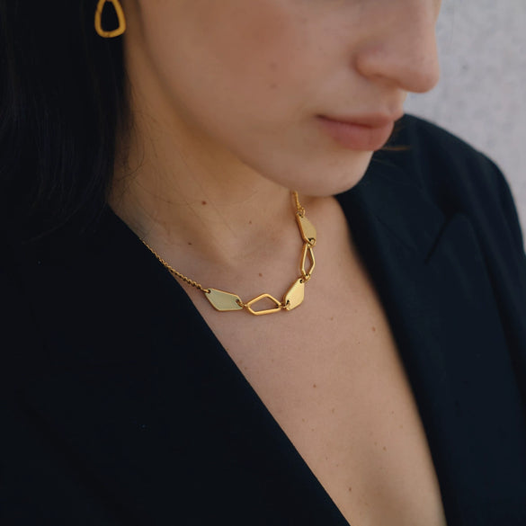 Women's Geometric Stainless Steel Necklace With Vacuum Gold Plated Finish Minimalist Luxury Chain Jewelry