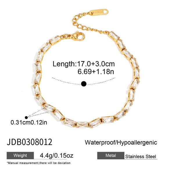 Women's Geometric Stainless Steel Necklace With Zircon Detail And Pvd Vacuum Gold Plating Lobster Clasp Wholesale Jewelry