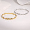 Women's Geometric Stainless Steel Open Cuff Bracelet With Diamond Setting And Colorfast Plated Finish