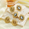 Women's Geometric Stainless Steel Pearl Earrings And Rings With 18K Vacuum Plating Simple Oval Fashion Jewelry Set