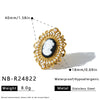 Women's Geometric Stainless Steel Pearl Earrings And Rings With 18K Vacuum Plating Simple Oval Fashion Jewelry Set