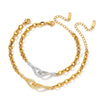 Women's Geometric Stainless Steel Pendant Bracelet With Rhinestone Inlay And Gold Plated Electroplated Finish