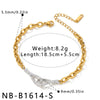 Women's Geometric Stainless Steel Pendant Bracelet With Rhinestone Inlay And Gold Plated Electroplated Finish