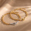 Women's Geometric Stainless Steel Pendant Bracelet With Rhinestone Inlay And Gold Plated Electroplated Finish