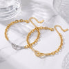 Women's Geometric Stainless Steel Pendant Bracelet With Rhinestone Inlay And Gold Plated Electroplated Finish