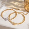 Women's Geometric Stainless Steel Pendant Bracelet With Rhinestone Inlay And Gold Plated Electroplated Finish