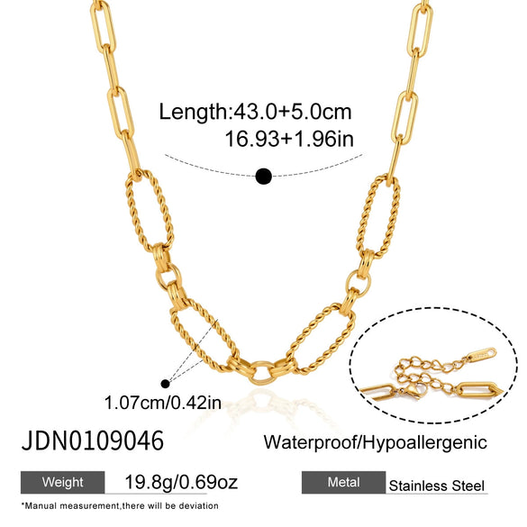 Women's Geometric Stainless Steel Pendant Chain Necklace With Pvd Vacuum Gold Plating And Lobster Clasp