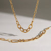 Women's Geometric Stainless Steel Pendant Chain Necklace With Pvd Vacuum Gold Plating And Lobster Clasp