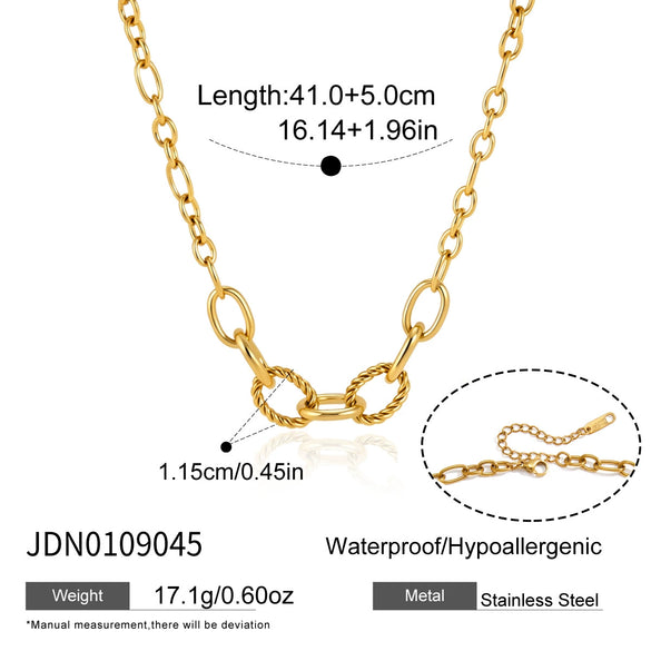 Women's Geometric Stainless Steel Pendant Chain Necklace With Pvd Vacuum Gold Plating And Lobster Clasp