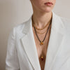 Women's Geometric Stainless Steel Pendant Necklace With Black Rope Chain And Pvd Gold Plated Finish