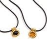 Women's Geometric Stainless Steel Pendant Necklace With Black Rope Chain And Pvd Gold Plated Finish