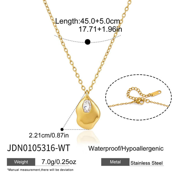 Women's Geometric Stainless Steel Pendant Necklace With Vacuum Gold Plating And Lobster Clasp