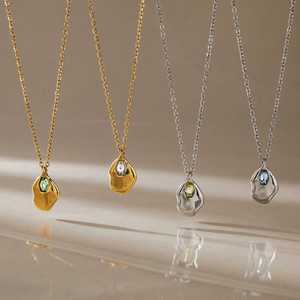 Women's Geometric Stainless Steel Pendant Necklace With Vacuum Gold Plating And Lobster Clasp