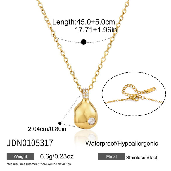 Women's Geometric Stainless Steel Pendant Necklace With Vacuum Gold Plating And Lobster Clasp