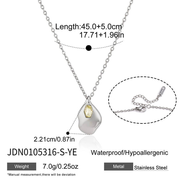 Women's Geometric Stainless Steel Pendant Necklace With Vacuum Gold Plating And Lobster Clasp