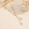 Women's Geometric Stainless Steel Real Gold Plated In The Furnace Tower Chain Fiveflower Tassel Hollow Fourleaf Clover Necklace