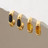 Women's Geometric Stainless Steel Resin Earrings With Electroplated Finish Faderesistant Niche Fashion Jewelry