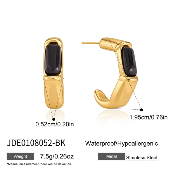 Women's Geometric Stainless Steel Resin Earrings With Electroplated Finish Faderesistant Niche Fashion Jewelry