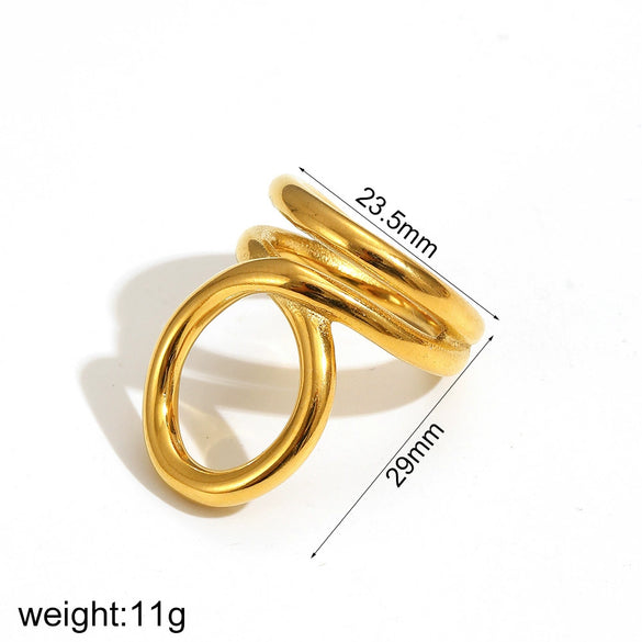 Women's Geometric Stainless Steel Ring Bracelet With 18K Gold Electroplating