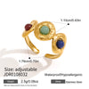 Women's Geometric Stainless Steel Ring With Carved Resin Detail And Vacuum Gold Plating