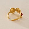 Women's Geometric Stainless Steel Ring With Carved Resin Detail And Vacuum Gold Plating