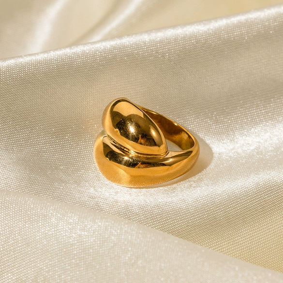 Women's Geometric Stainless Steel Ring With Electroplating And 18K Real Gold Does Not Fade