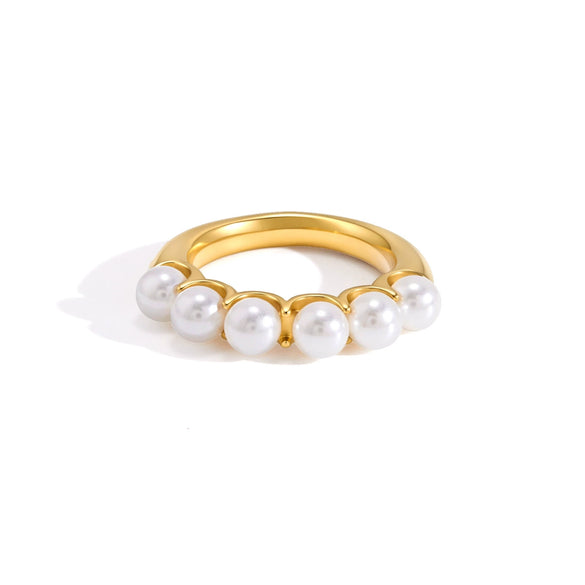 Women's Geometric Stainless Steel Ring With Pvd Gold Plating Hypoallergenic Stackable Jewelry