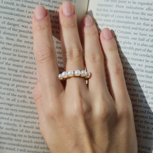 Women's Geometric Stainless Steel Ring With Pvd Gold Plating Hypoallergenic Stackable Jewelry
